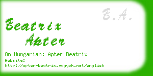 beatrix apter business card